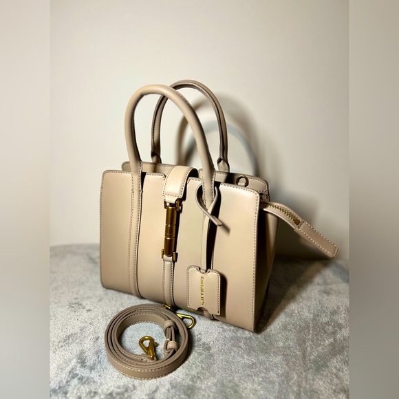 Charles and Keith Large Cesia Metallic Accent Tote Bag - Taupe NWOT - Picture 5 of 12